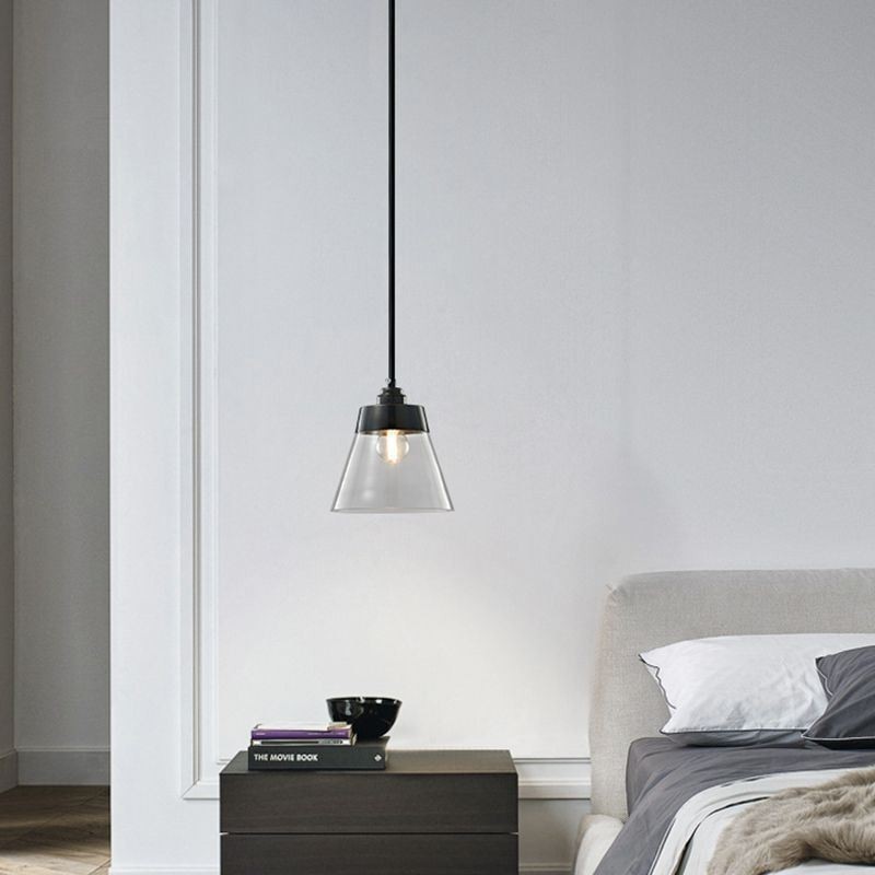 Lampada a sospensione in vetro trasparente moderna, 1 luce, attacco E26/E27, 16 x 20 cm