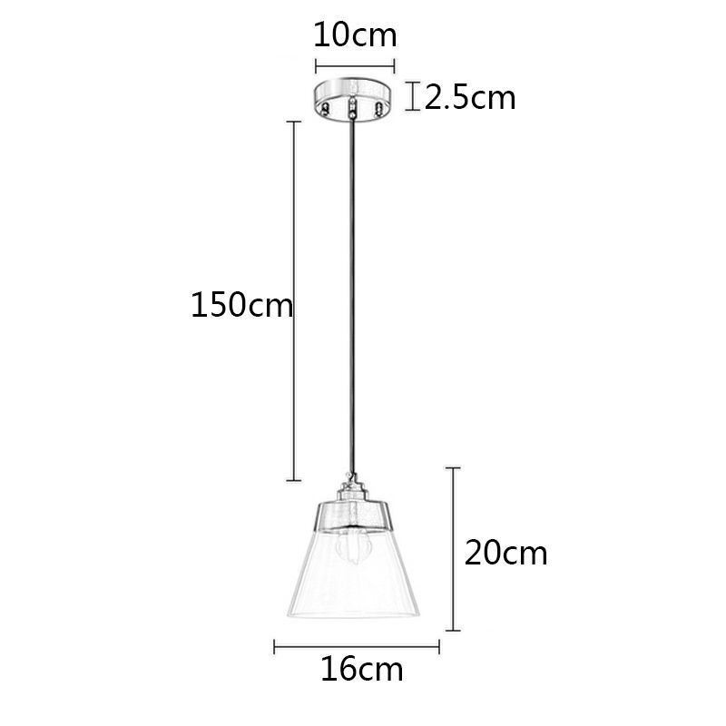 Lampada a sospensione in vetro trasparente moderna, 1 luce, attacco E26/E27, 16 x 20 cm