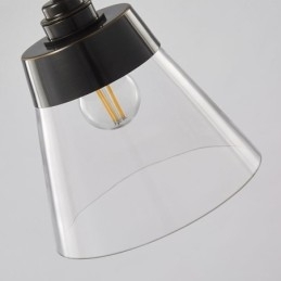 Lampada a sospensione in vetro trasparente moderna, 1 luce, attacco E26/E27, 16 x 20 cm