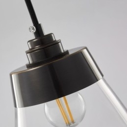 Lampada a sospensione in vetro trasparente moderna, 1 luce, attacco E26/E27, 16 x 20 cm