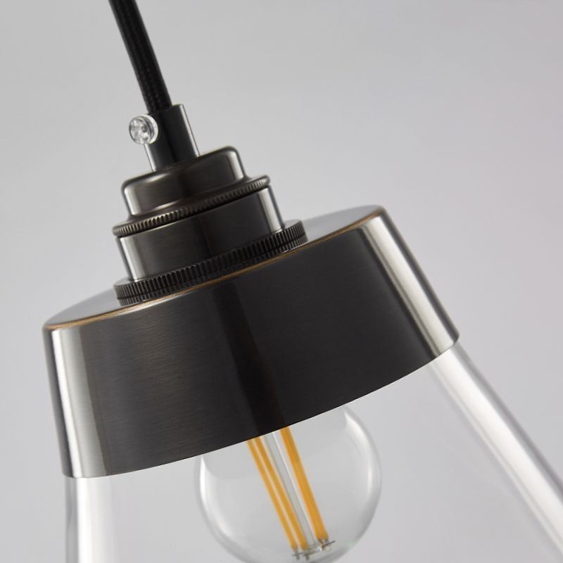 Lampada a sospensione in vetro trasparente moderna, 1 luce, attacco E26/E27, 16 x 20 cm