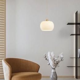 Lampada a sospensione in vetro a zucca con dettagli in ottone E26/E27 27×17 cm