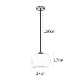 Lampada a sospensione in vetro a zucca con dettagli in ottone E26/E27 27×17 cm