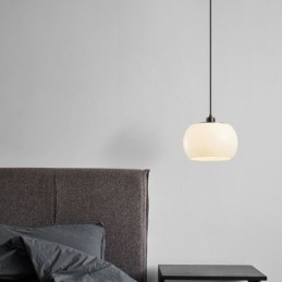 Lampada a sospensione in vetro a zucca con dettagli in ottone E26/E27 27×17 cm