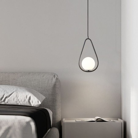 Lampada a sospensione moderna globo in vetro con goccia d’acqua 23×40 cm E12/E14 ottone