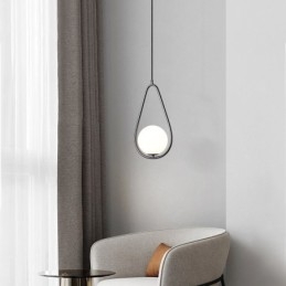 Lampada a sospensione moderna globo in vetro con goccia d’acqua 23×40 cm E12/E14 ottone