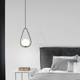 Lampada a sospensione moderna globo in vetro con goccia d’acqua 23×40 cm E12/E14 ottone