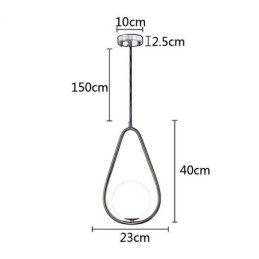 Lampada a sospensione moderna globo in vetro con goccia d’acqua 23×40 cm E12/E14 ottone