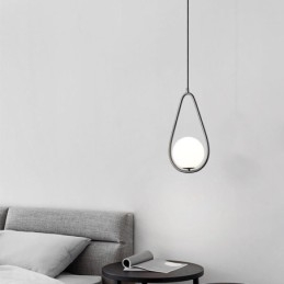 Lampada a sospensione moderna globo in vetro con goccia d’acqua 23×40 cm E12/E14 ottone