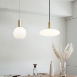 Lampada a sospensione in vetro e ottone, moderna, attacco E26/E27, cavo 160 cm