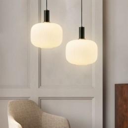 Lampada a sospensione moderna semplice in vetro e ottone E26/E27