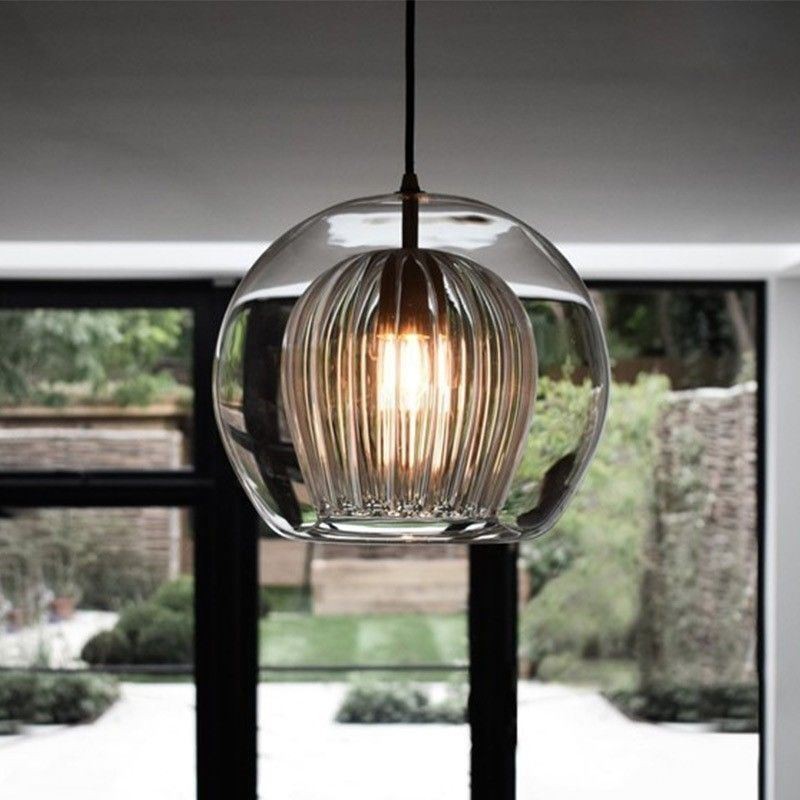 Lampada a sospensione moderna in vetro con paralume singolo