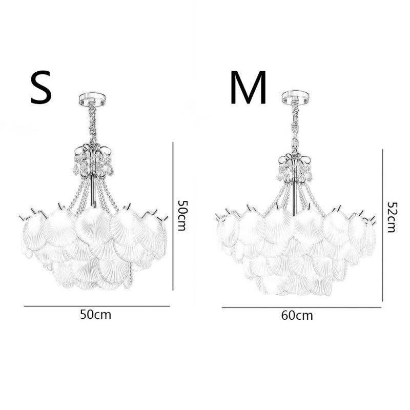 Lampada a sospensione in vetro a conchiglia stile europeo, 6/9 luci, E12/E14, 50x50 cm / 60x52 cm