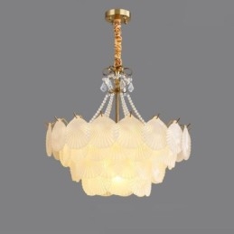 Lampada a sospensione in vetro a conchiglia stile europeo, 6/9 luci, E12/E14, 50x50 cm / 60x52 cm