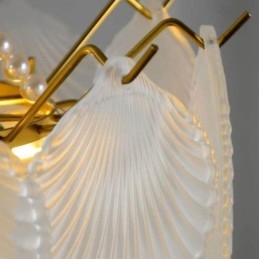Lampada a sospensione in vetro a conchiglia stile europeo, 6/9 luci, E12/E14, 50x50 cm / 60x52 cm