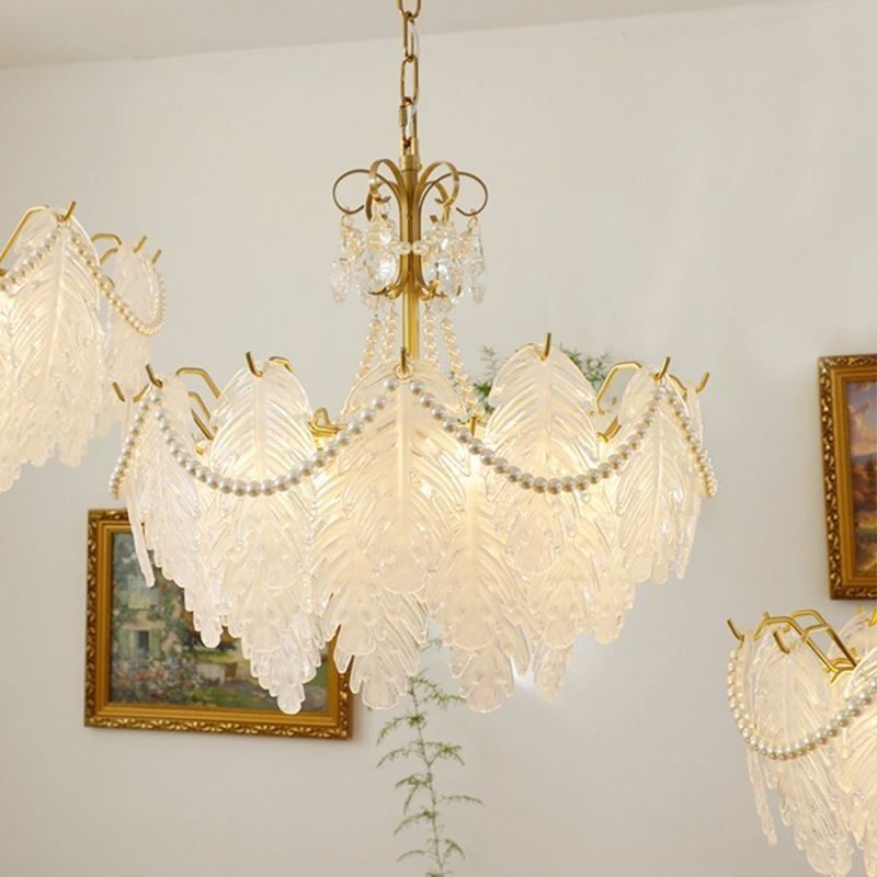 Lampada a sospensione in vetro postmoderna a foglia