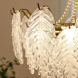 Lampada a sospensione in vetro a forma di foglia, 6/9 luci, E12/E14, 50x50 cm o 60x52 cm