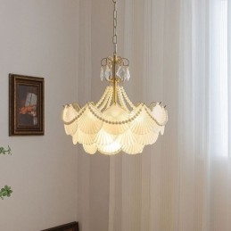 Lampada a sospensione in vetro a forma di conchiglia, stile europeo, 6/9 luci, E12/E14