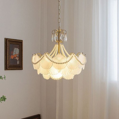 Lampada a sospensione in vetro a forma di conchiglia, stile europeo, 6/9 luci, E12/E14