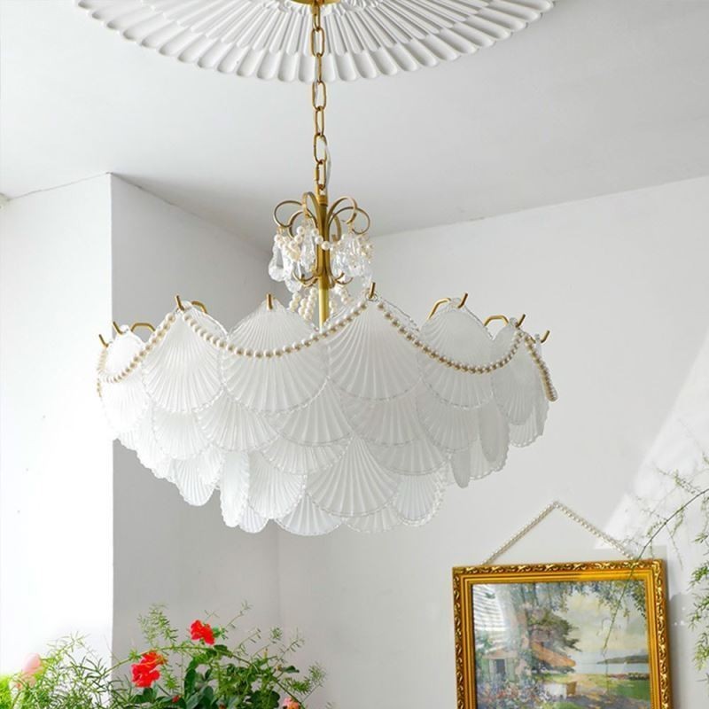 Lampada a sospensione in vetro a forma di conchiglia, stile europeo, 6/9 luci, E12/E14