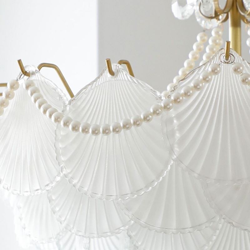 Lampada a sospensione in vetro a forma di conchiglia, stile europeo, 6/9 luci, E12/E14