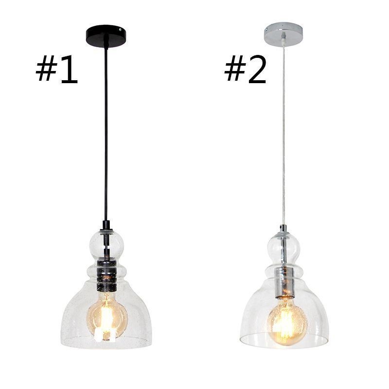 Lampada a sospensione in ferro e vetro 17x23 cm E26/E27