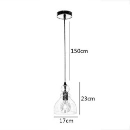 Lampada a sospensione in ferro e vetro 17x23 cm E26/E27