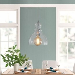 Lampada a sospensione in ferro e vetro 17x23 cm E26/E27