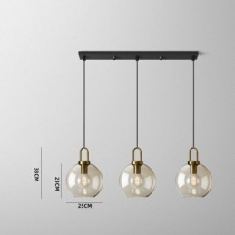 Lampada a sospensione a 3 luci in vetro, isola