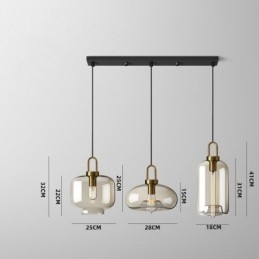 Lampada a sospensione a 3 luci in vetro, isola