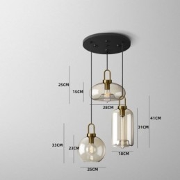 Lampada a sospensione a 3 luci in vetro, isola