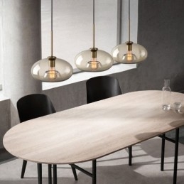 Lampada a sospensione a 3 luci in vetro classica a grappolo, caffè