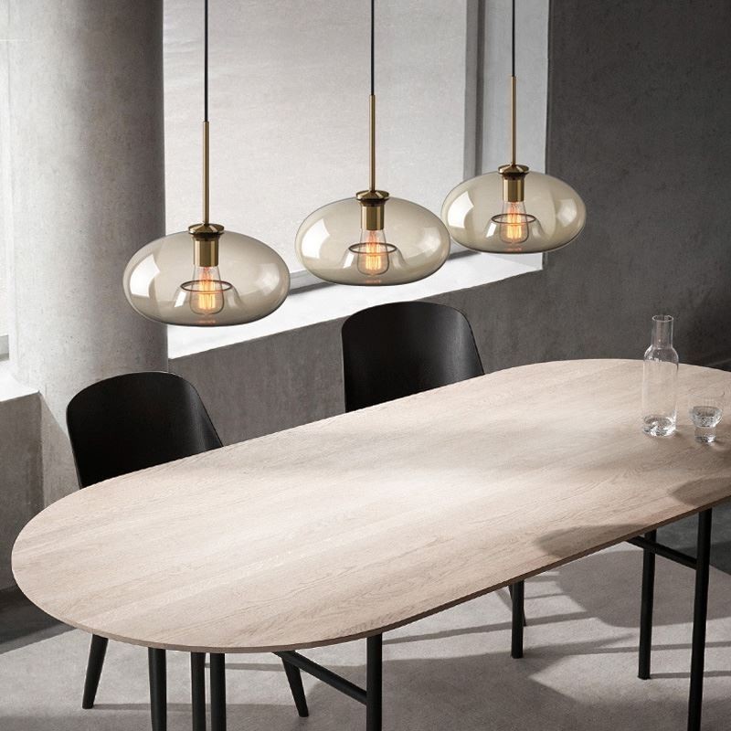 Lampada a sospensione a 3 luci in vetro classica a grappolo, caffè