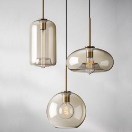 Lampada a sospensione a 3 luci in vetro classica a grappolo, caffè