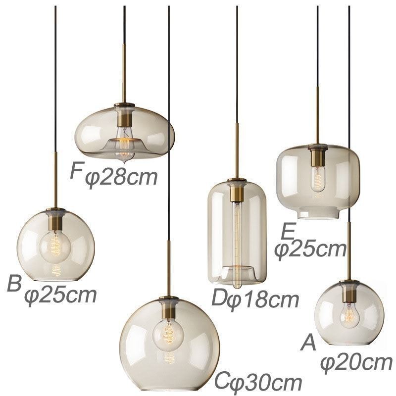 Lampada a sospensione a 3 luci in vetro classica a grappolo, caffè