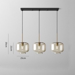 Lampada a sospensione a 3 luci in vetro classica a grappolo, caffè