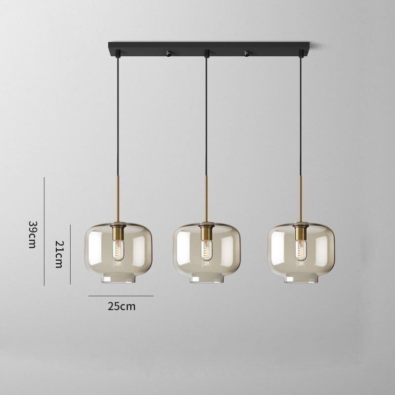 Lampada a sospensione a 3 luci in vetro classica a grappolo, caffè