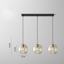 Lampada a sospensione a 3 luci in vetro classica a grappolo, caffè
