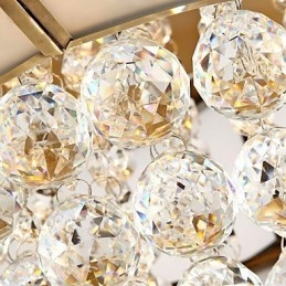 Plafoniera a filo tradizionale classica rustica in cristallo e ottone, 3 luci LED, 40 cm