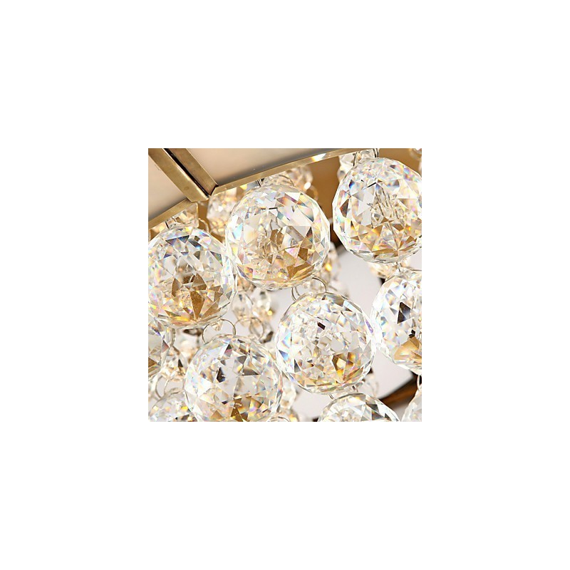 Plafoniera a filo tradizionale classica rustica in cristallo e ottone, 3 luci LED, 40 cm