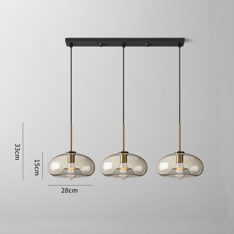 Lampada a sospensione a 3 luci in vetro classica a grappolo, caffè