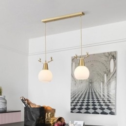 Lampada a sospensione moderna semplice in rame Antler