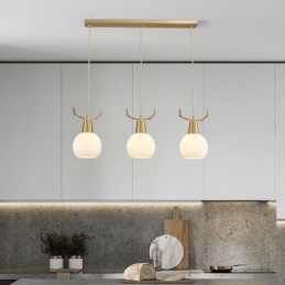 Lampada a sospensione moderna semplice in rame Antler