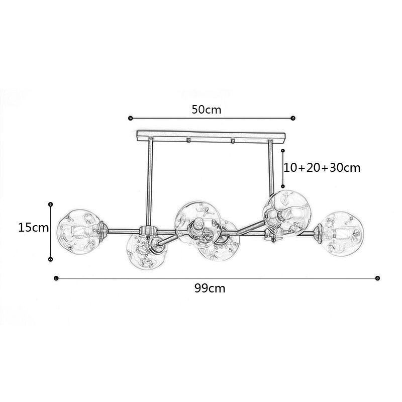 Lampada da soffitto moderna in vetro a 6 luci Magic Bean