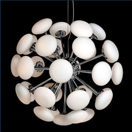 ModernYestaurant Lampada a sospensione circolare in vetro stile europeo, LED integrato, argento, 55 cm