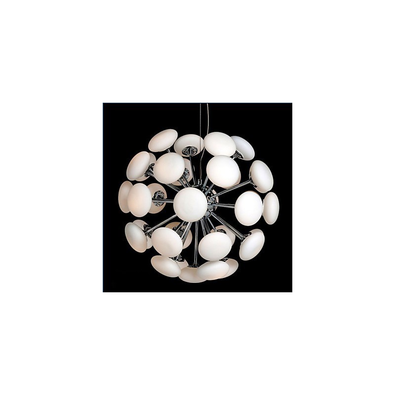 ModernYestaurant Lampada a sospensione circolare in vetro stile europeo, LED integrato, argento, 55 cm