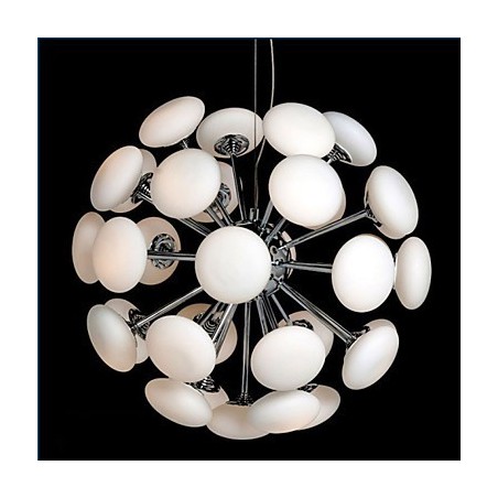 ModernYestaurant Lampada a sospensione circolare in vetro stile europeo, LED integrato, argento, 55 cm
