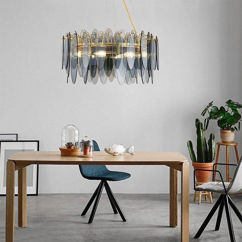 Lampada a sospensione in vetro moderna 4 luci E12/E14 40x30 cm