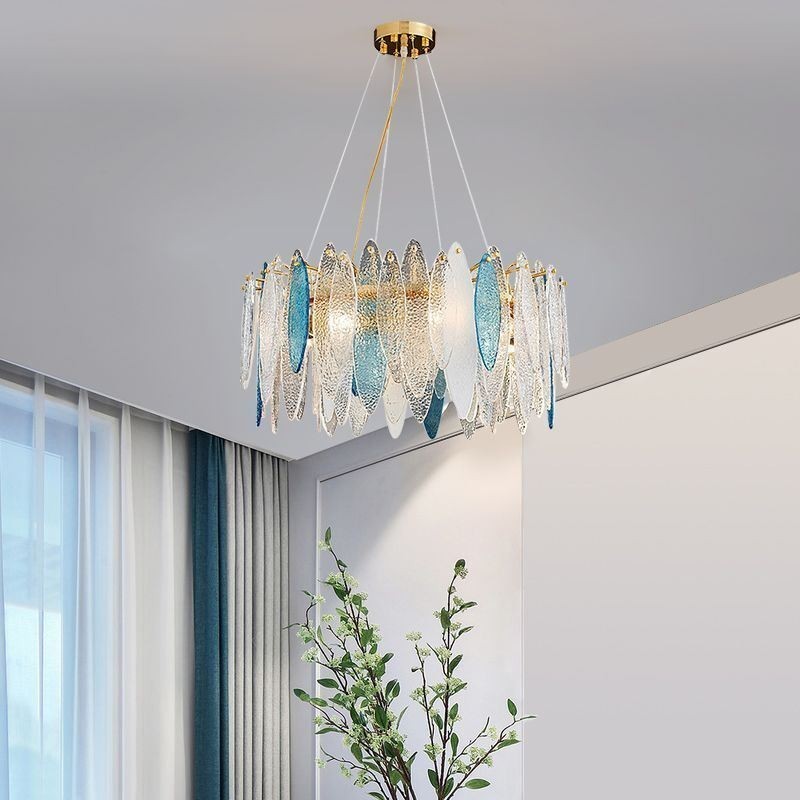 Lampada a sospensione in vetro moderna 4 luci E12/E14 40x30 cm