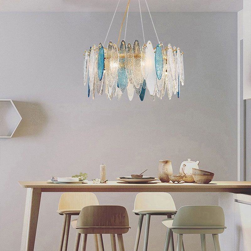 Lampada a sospensione in vetro moderna 4 luci E12/E14 40x30 cm